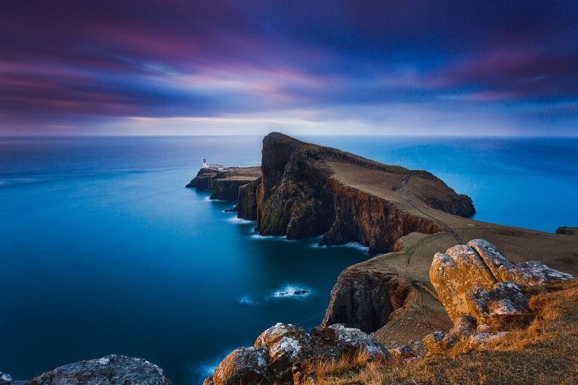 nature, Landscape, Lighthouse, Sunset, Sea, Cliff, Clouds, Coast, New  Zealand, Horizon, Blue Wallpapers HD / Desktop and Mobile Backgrounds