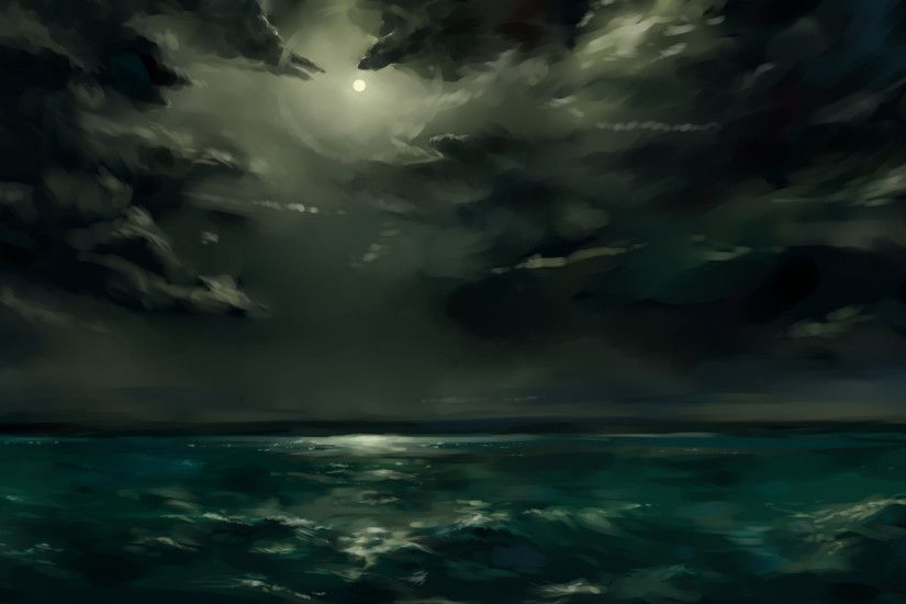 clouds night storm sea wallpaper background