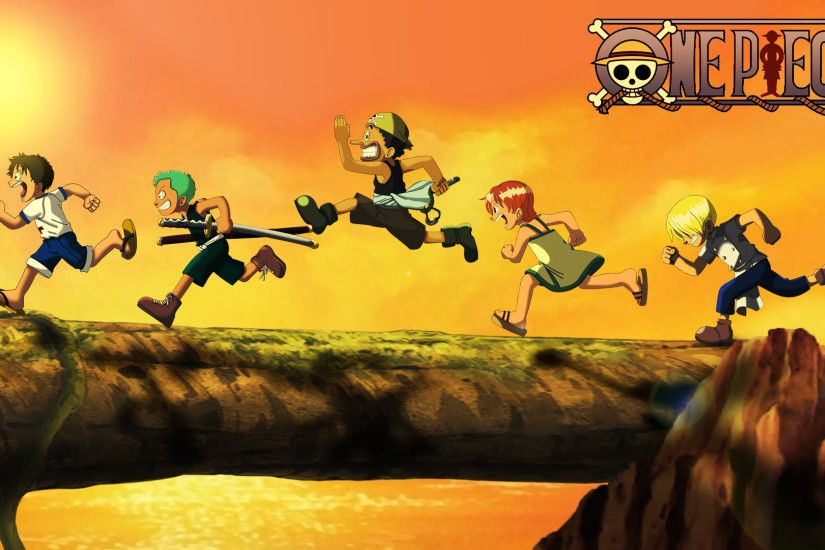 One Piece Kid Luffy, Zoro, Usopp, Nami and Sanji Wallpaper