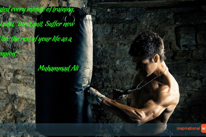Inspirational Wallpaper Quote by Muhammad Ali “I hated every minute of  training, but I