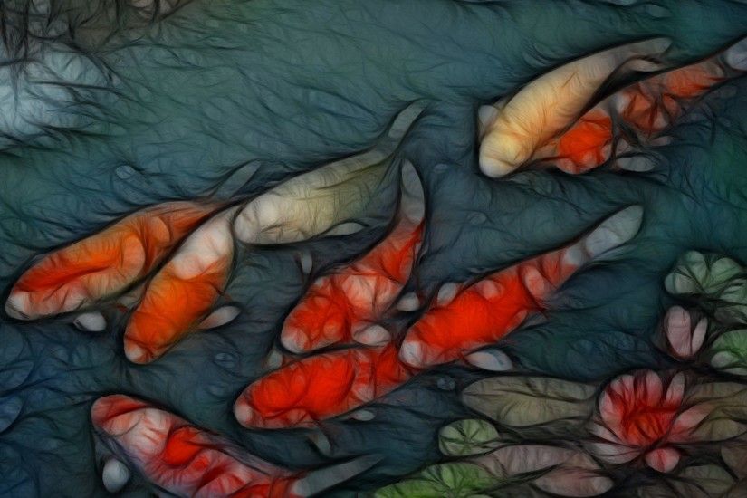 Koi Fish Paint Background Wallpaper #3080 Wallpaper | WallPoopy