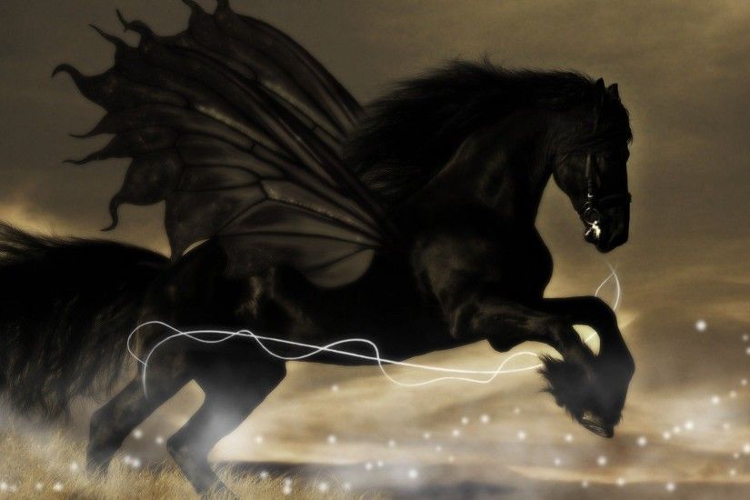 Black Horse – Pegasus Art Abstract Wallpaper At Fantasy Wallpapers