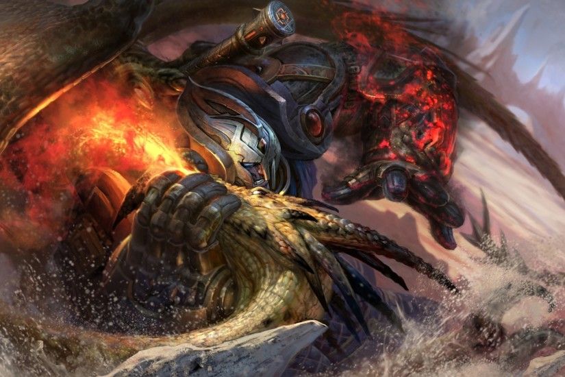 Dragon Warrior Fight Battle Fire Wallpaper At Fantasy Wallpapers