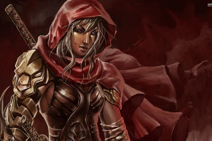 Warrior With A Red Hood Wallpaper