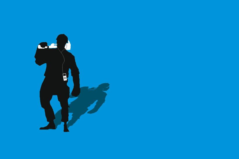 ... TF2 Blue Engineer Silhouette iPodEarbuds 2560x1600 by cwegrecki