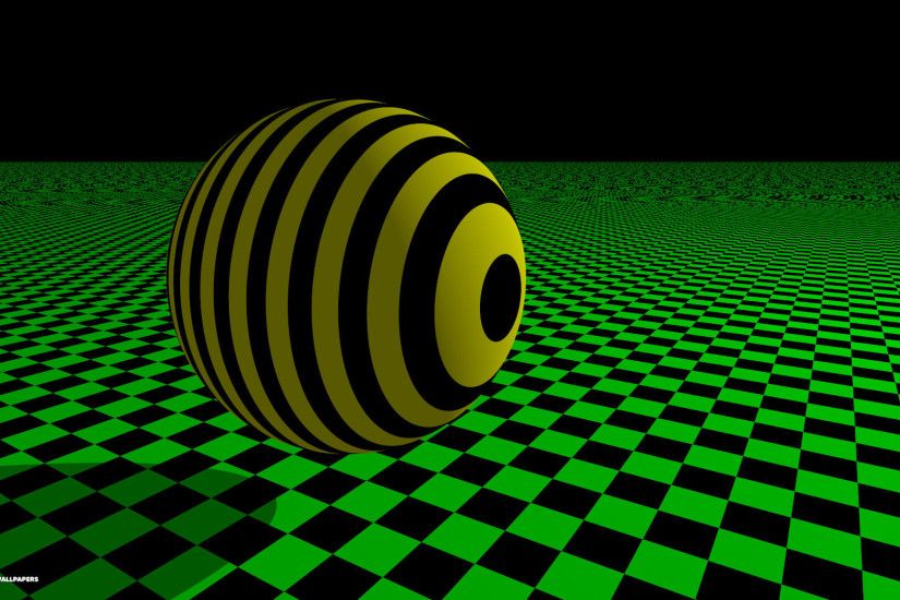 black yellow sphere green checkerboard