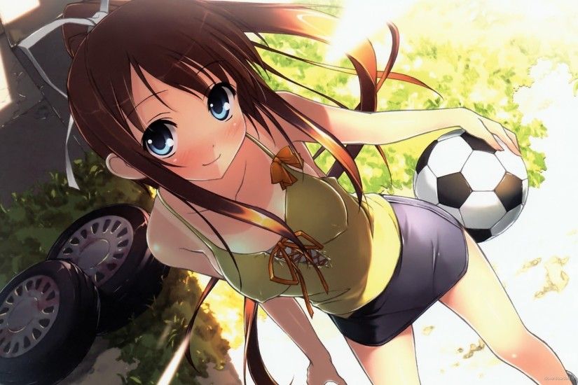 Anime Girl with a soccer ball picture