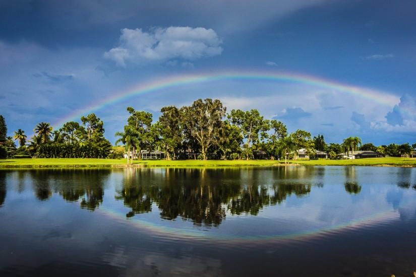 4K HD Wallpaper: Rainbow over the golf course