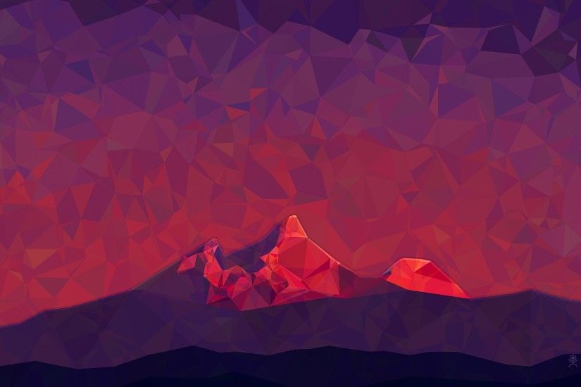 General 1920x1080 digital art low poly minimalism 2D triangle simple nature  mountains Vladstudio hills
