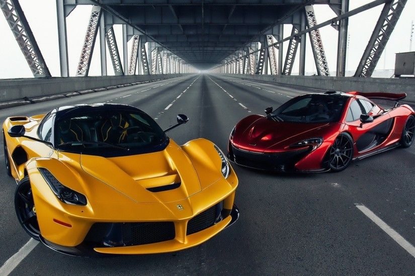 Ferrari-LaFerrari-vs-McLaren-P1-Bridge-HD-Wallpaper