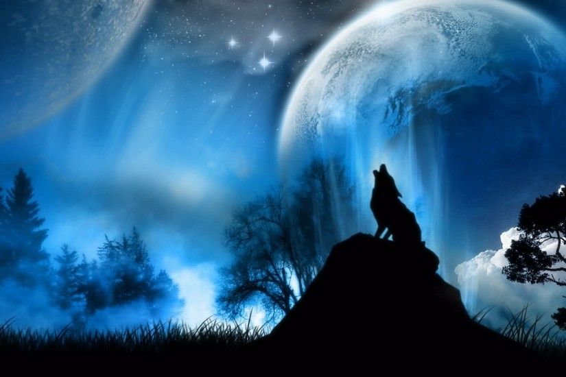 Preview wallpaper moonlight, wolf, fantasy 1920x1080