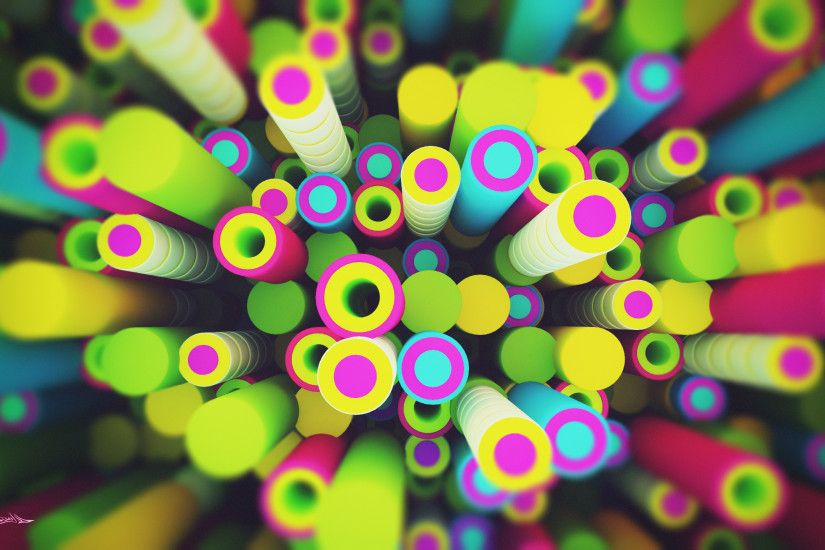 Lacza, Digital Art, Abstract, Sphere, Circle, Colorful, Pipes, 3D