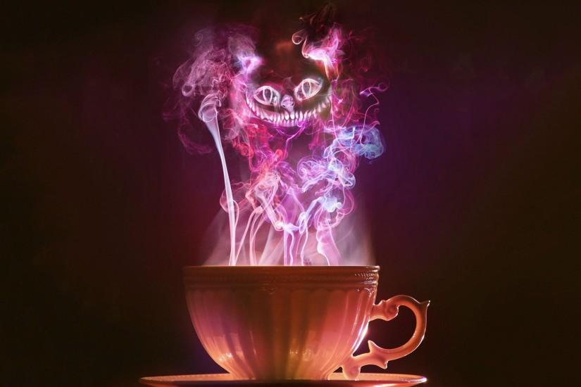 tea, Cup, Smoke, Alice In Wonderland, Cheshire Cat Wallpaper HD