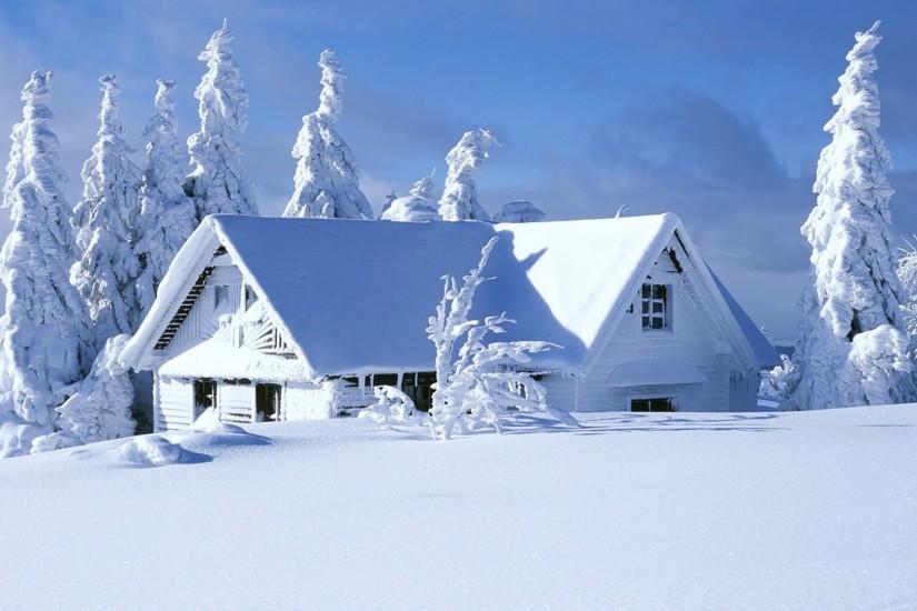 nature snow house background HD