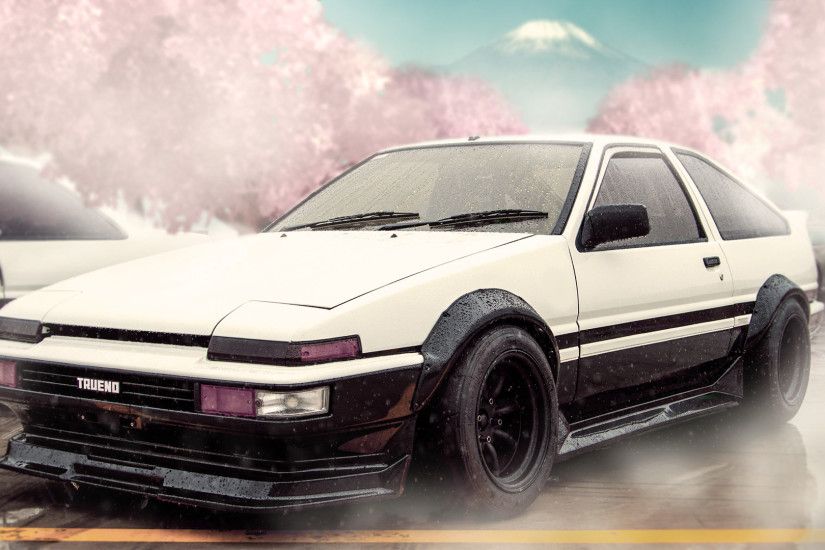 AE86 wallpaper i made for my computer, not very good but it was my first  attempt at photoshop.