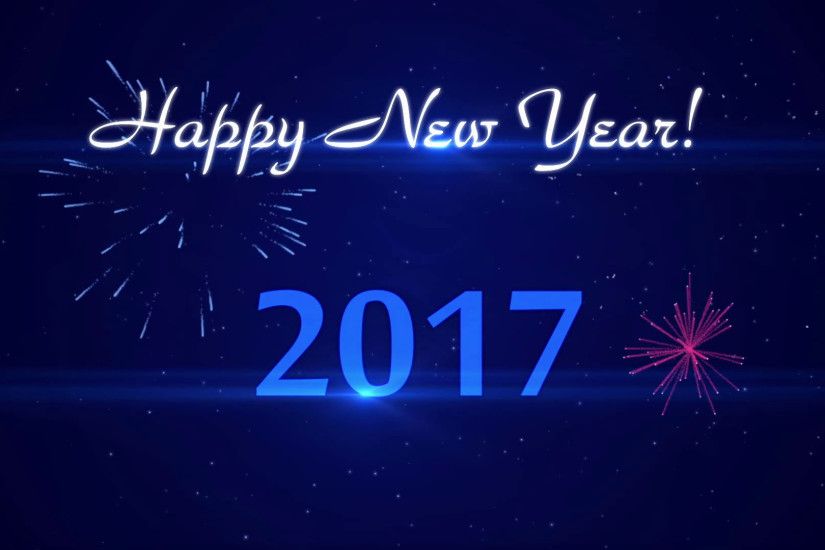 Footage Happy New Year with a fireworks on the dark blue background Motion  Background - VideoBlocks