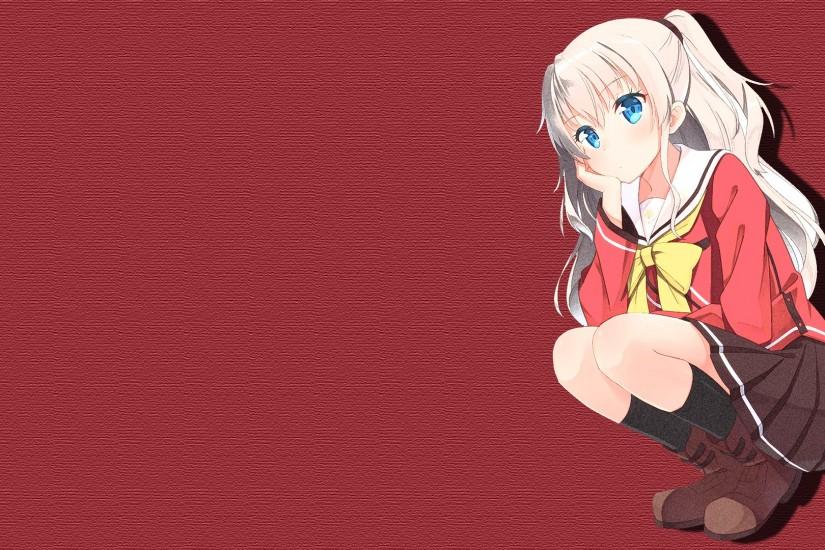 Anime Â· Minimalistic Nao Tomori Red Background Charlotte Anime Wallpaper