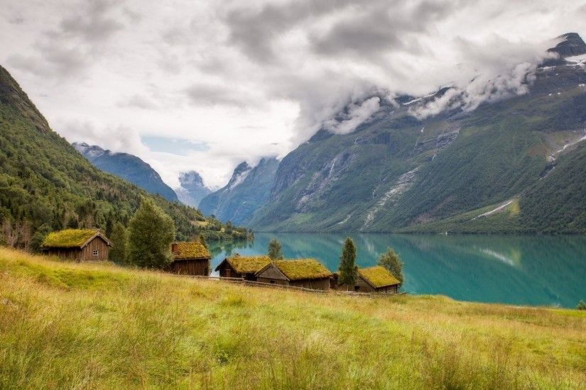 Norway Tag - Huts House Norway Lake Landscape Mountains Nature Images For  Desktop Background for HD