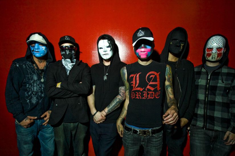 1920x1080 Wallpaper hollywood undead, band, members, masks, wall