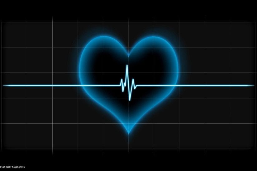 heart beat pulse line blue hd widescreen wallpaper