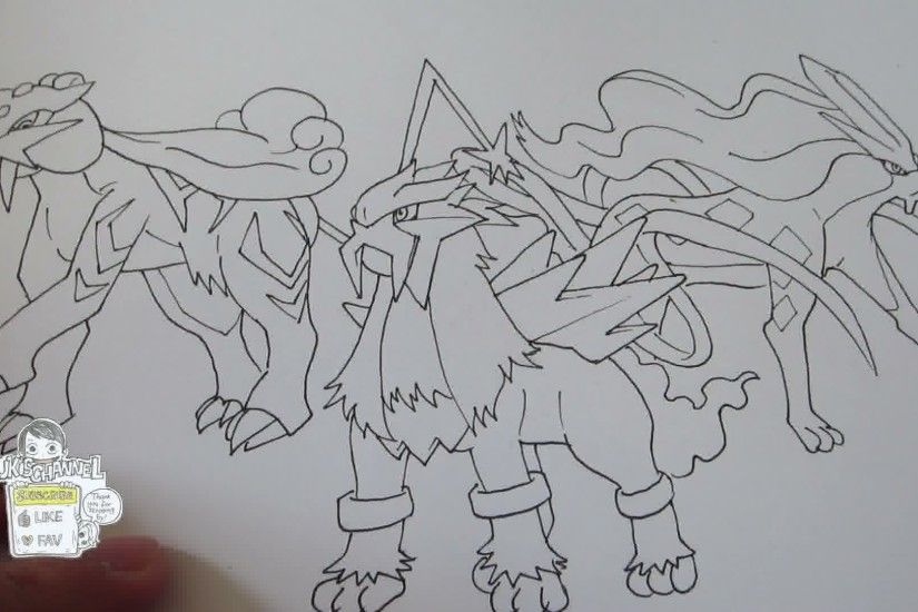 How to draw Legendary beasts trio No.243 Raikou, No.244 Entei, No.245  Suicune Pt.1 - YouTube