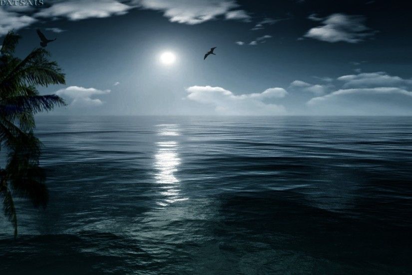 Nature Perfect Night Sea Island Moon Ocean Moonlight Hd Wallpaper Iphone