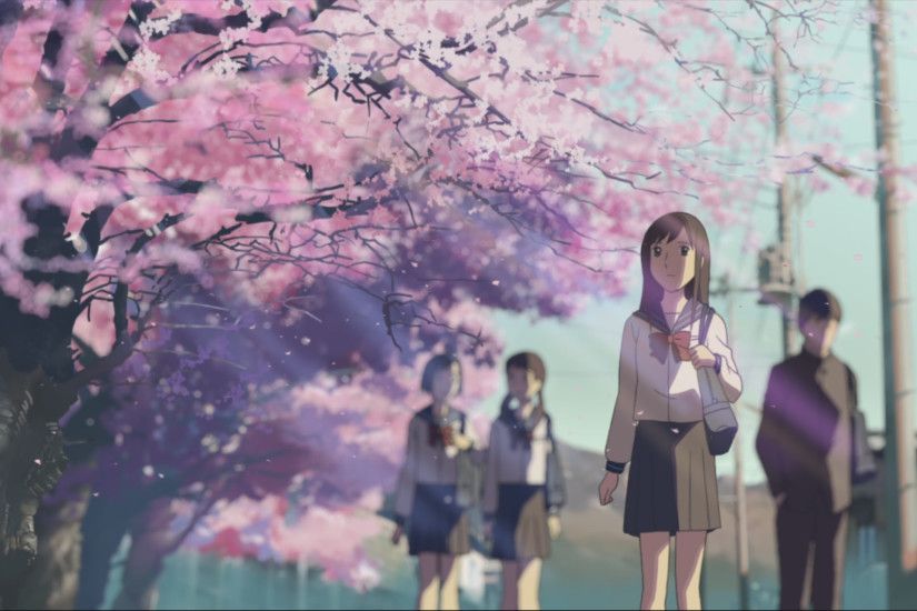 ... cherry blossoms, school, Makoto Shinkai, scenic, 5 Centimeters Per  Second, artwork ...