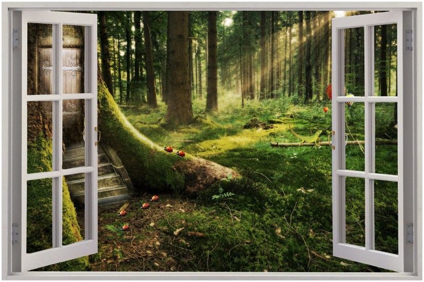 Beautiful 3D Window View Enchanted Forest Wall Sticker Mural Art Decal  Wallpaper Part 20