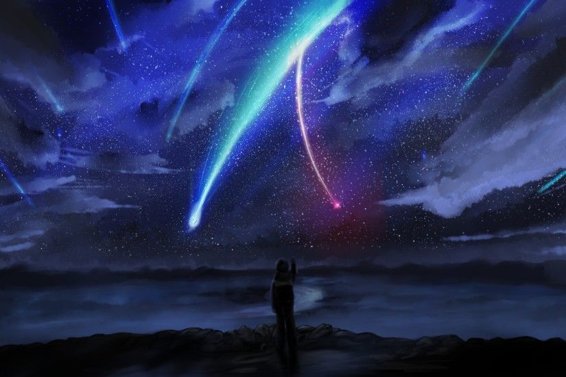 your name., Anime, Stars, Sky, Horizon, Comet, Anime boy