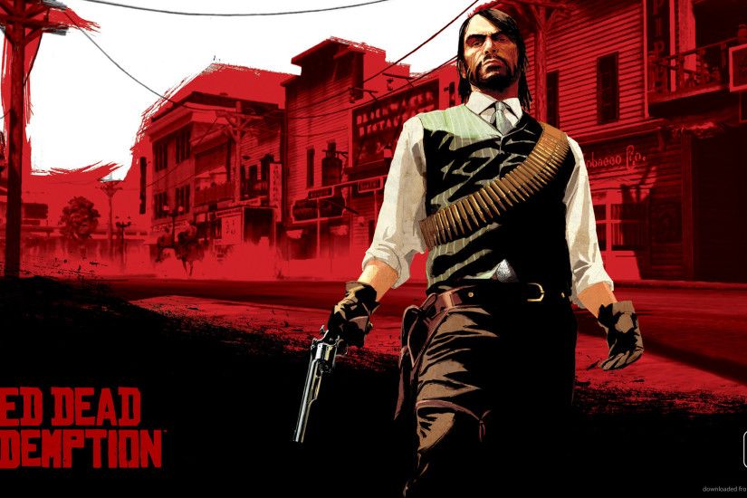 RDR John Marston on a town street for 1920x1080