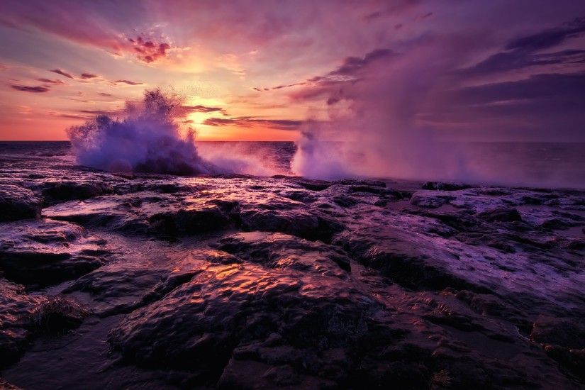 Ocean Waves Sunset Wallpapers