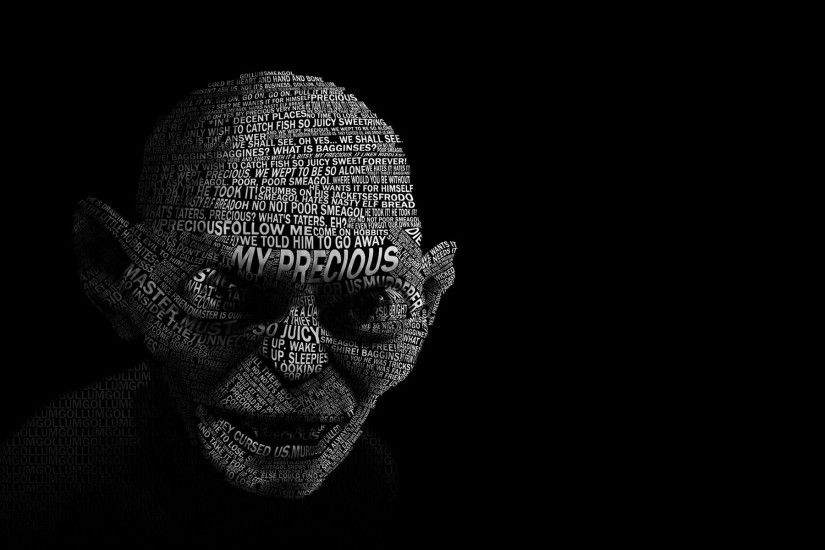 Gollum, Typography, Simple background, The Lord of the Rings, Black  background Wallpapers HD / Desktop and Mobile Backgrounds
