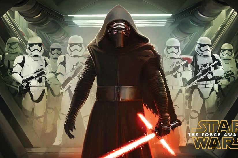 Kylo Ren with stormtroopers - Star Wars: The Force Awakens wallpaper