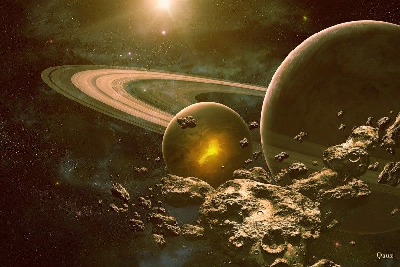 Outer space planets rings digital art science fiction asteroids QAuZ  wallpaper | 1920x1200 | 228189 | WallpaperUP