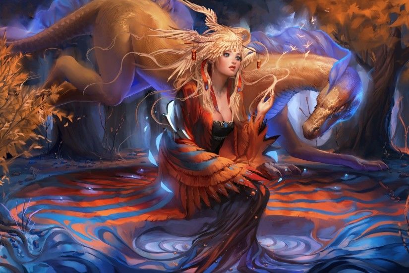 Fantasy Art Girl Dragon Forest Princess Magic Wings Hd Wallpaper :  Wallpapers13.com