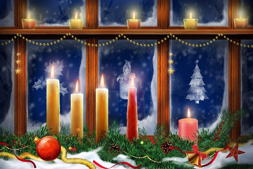 Christmas lighting candles wallpaper