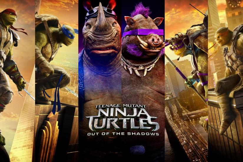 TMNT 2 Ninja Turtle Movie Wallpaper | Rocksteady & Bebop.  teenage_mutant_ninja_turtles_2016_movie_Wallpaper_HD_TMNT_2_Cast