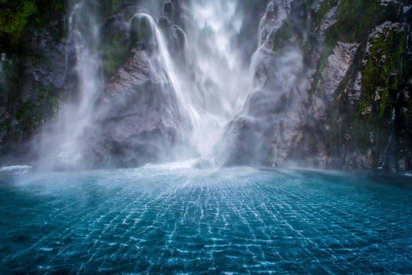 landscape, Waterfall, Mountain, Moss, Milford Sound, Nature, New Zealand,  Cliff, Fjord, Sea, Mist, Water, Blue, White Wallpapers HD / Desktop and  Mobile ...