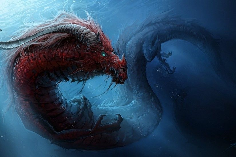 art water dragon monster horn