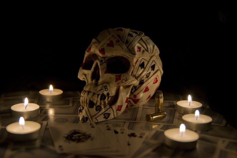 artwork, Fantasy Art, Skull, Playing Cards, Candles Wallpapers HD / Desktop  and Mobile Backgrounds