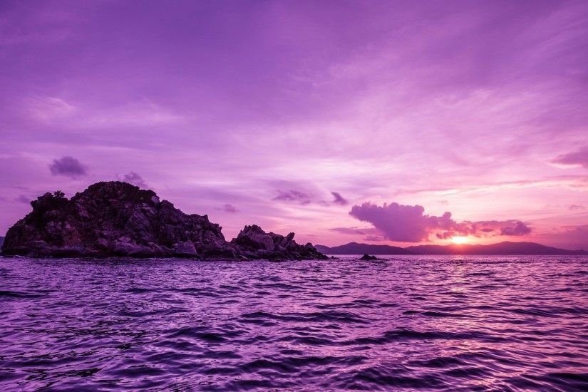 nature, Sea, Sunset, Island, Purple Wallpapers HD / Desktop and Mobile  Backgrounds