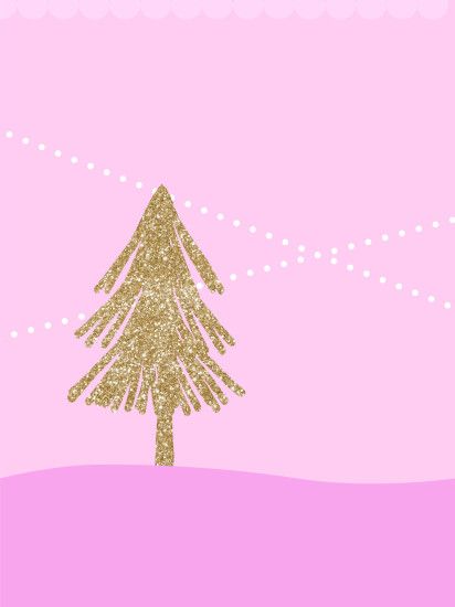 Digital Christmas Wallpaper Glittery Christmas Tree Pink Fantasia