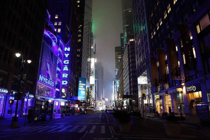 New York City Street At Night High Quality Wallpaper HD