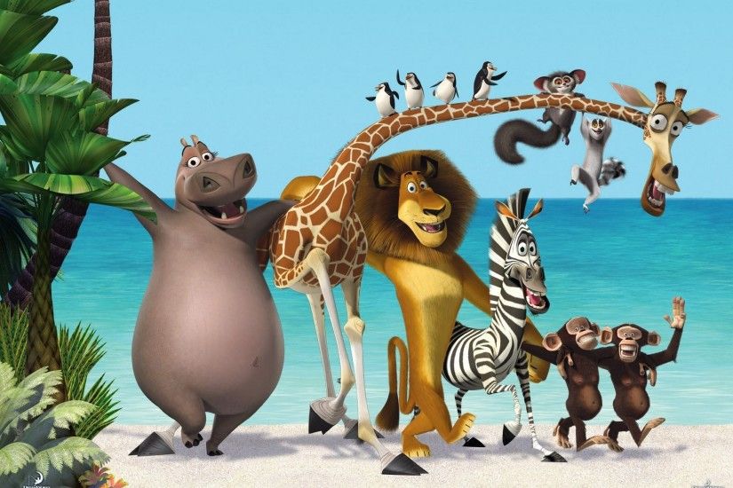 madagascar 3 new new cartoon madagascar three zebra giraffe behemoth leo  monkey penguins sea palm