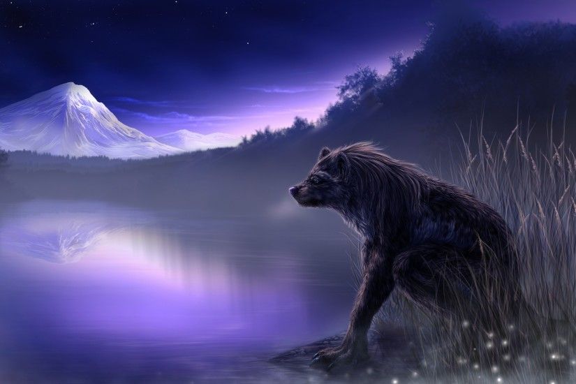 ... wallpaper digital Art, Fantasy Art, Animals, Wolf, Werewolves, Fangs .
