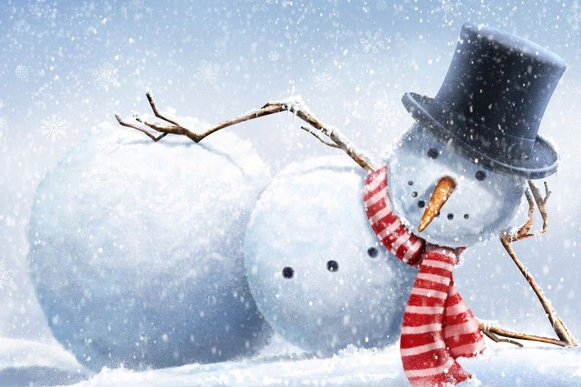 drawing snow winter snowman top hats branch carrots snowflakes Wallpapers  HD / Desktop and Mobile Backgrounds