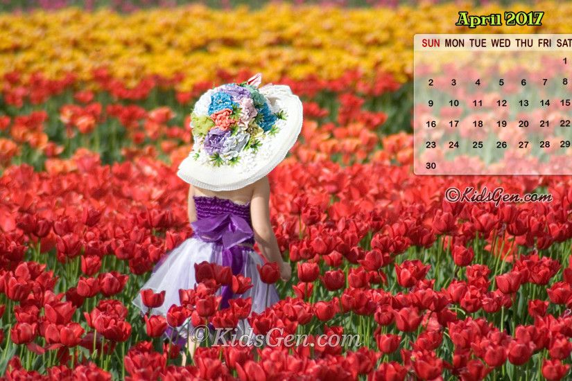 Tulip Garden Calendar Wallpaper - April 2017