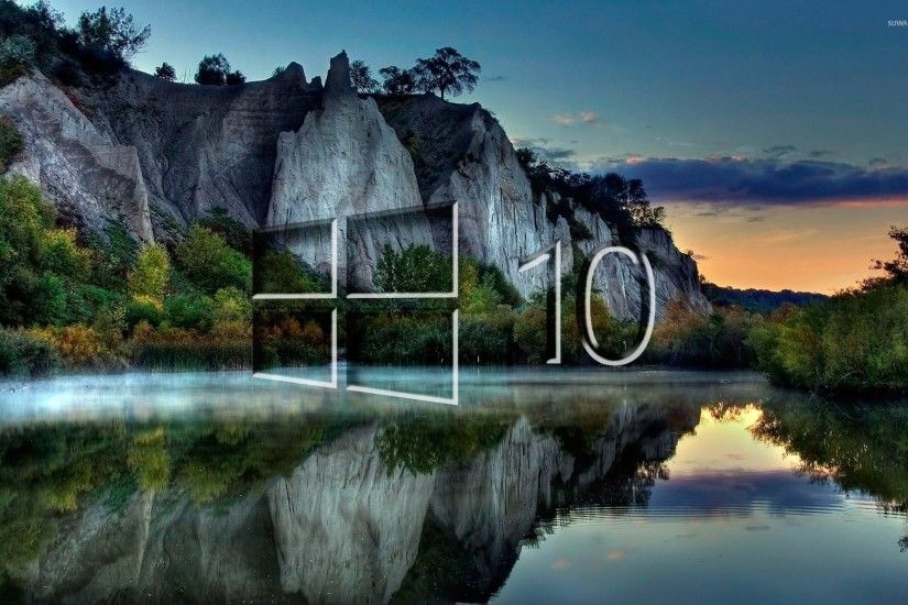 Windows 10 on the lake reflection [3] wallpaper