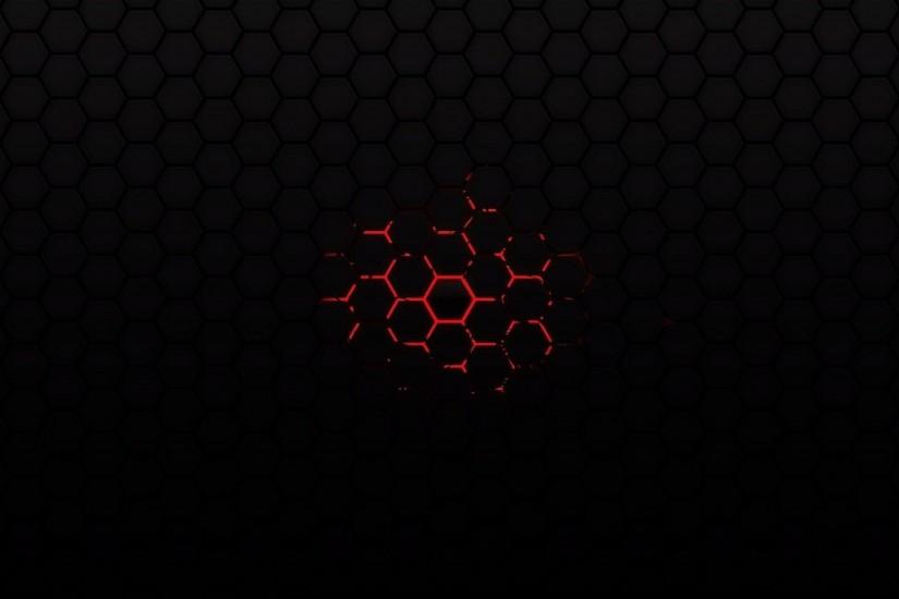 Red On Black Honeycomb Pattern Wallpaper