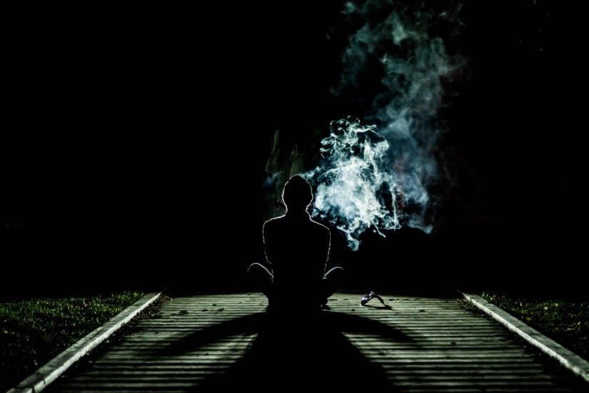 Photography - People Dark Smoke Silhouette Light Night Path Black Unusual  Alone Meditation Smoking Spiritual Ghost